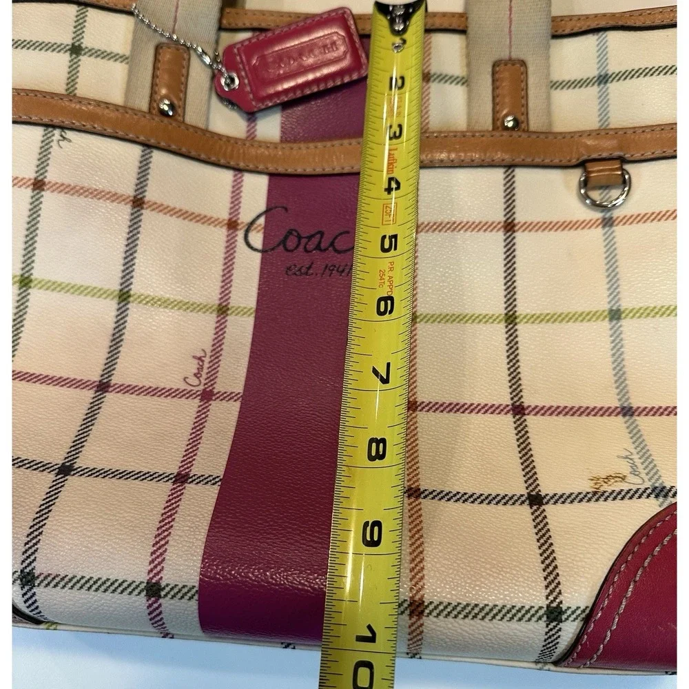 Coach F14790 Plaid Tattersall Heritage Stripe Hobo Shoulder Handbag Purse